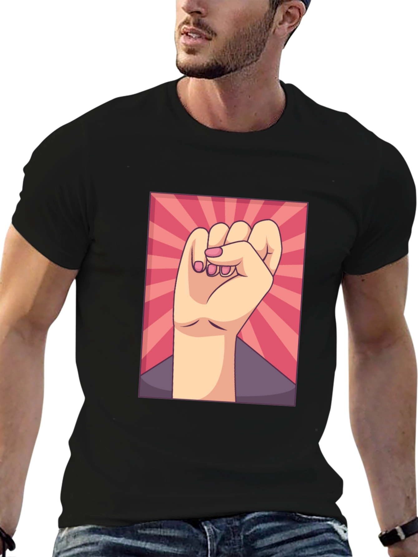 Empowered Fist Graphic Tee - Black Cotton Comfort