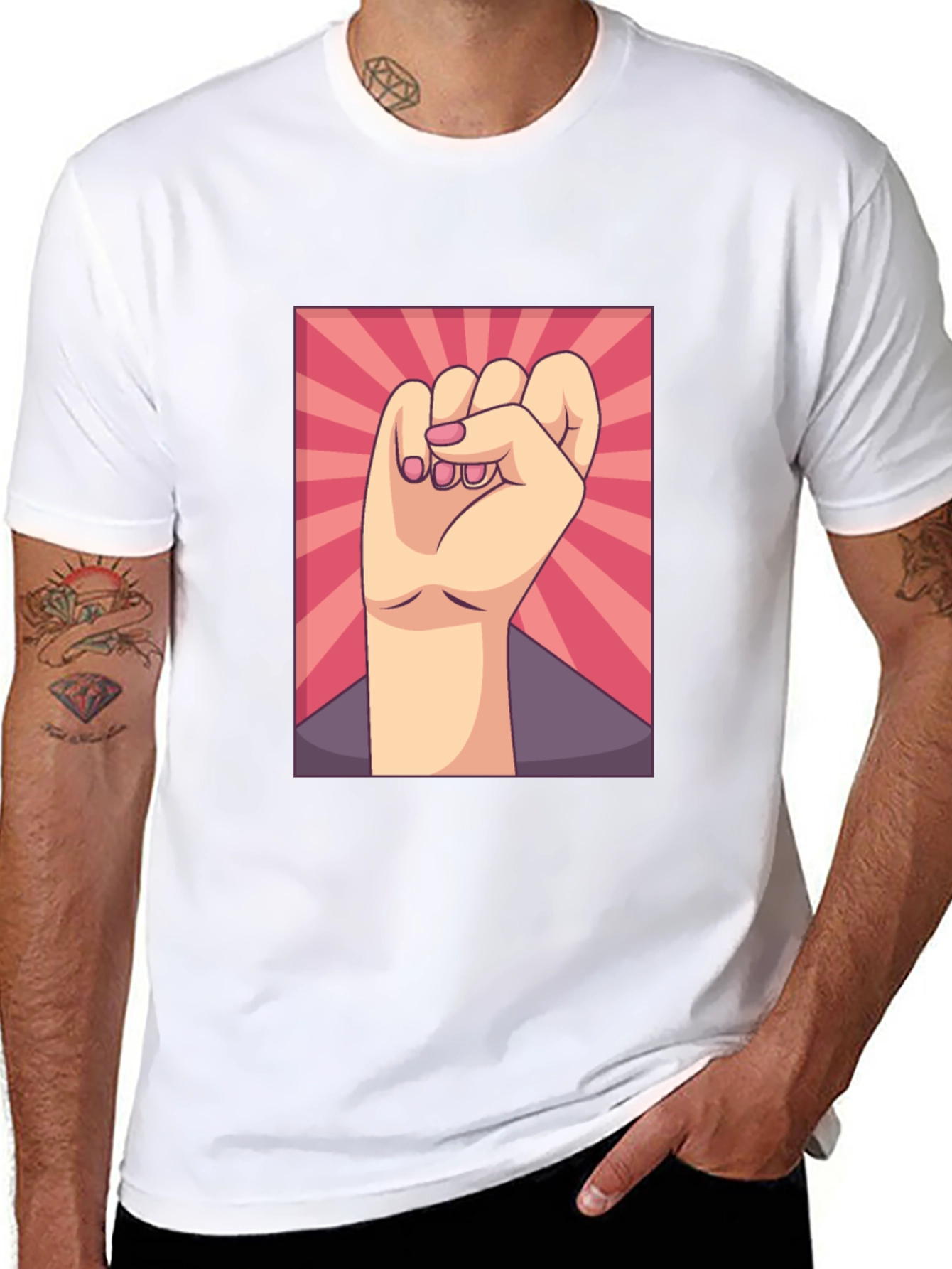 Empowered Fist Graphic Tee - Black Cotton Comfort