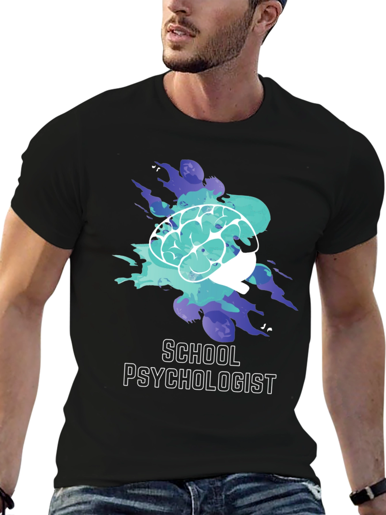 School Psychologist T-Shirt Brain Graphic Tee