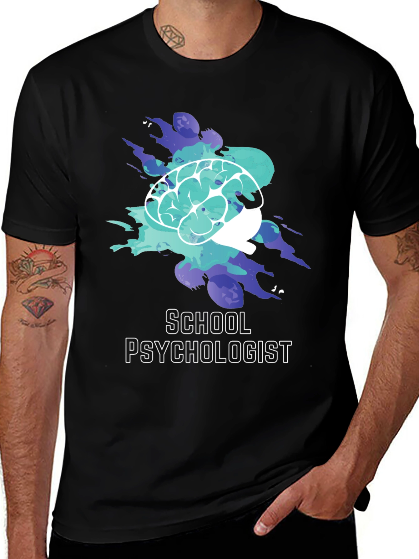 School Psychologist T-Shirt Brain Graphic Tee