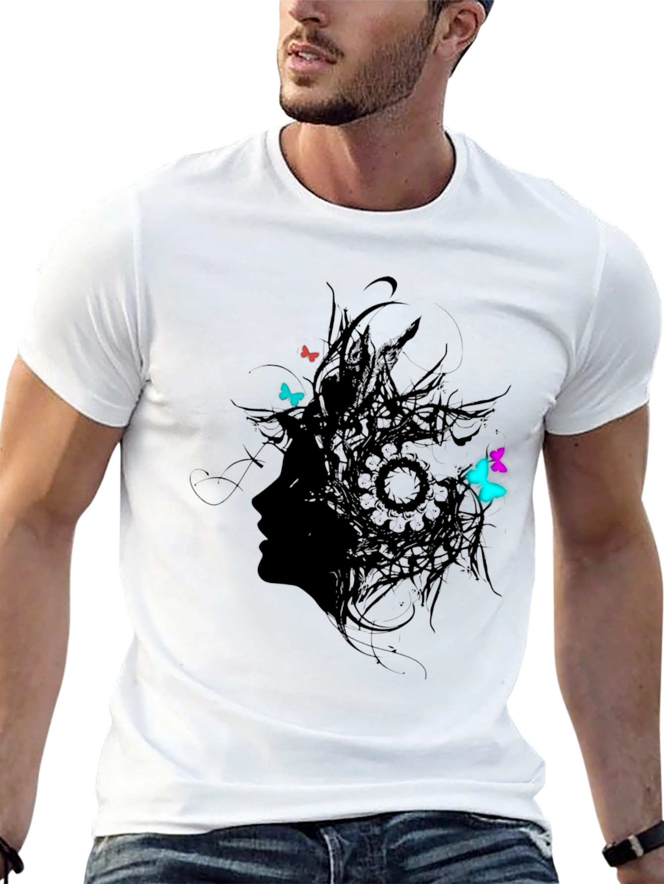 Silhouette Butterfly T-Shirt - Artistic Black Tee
