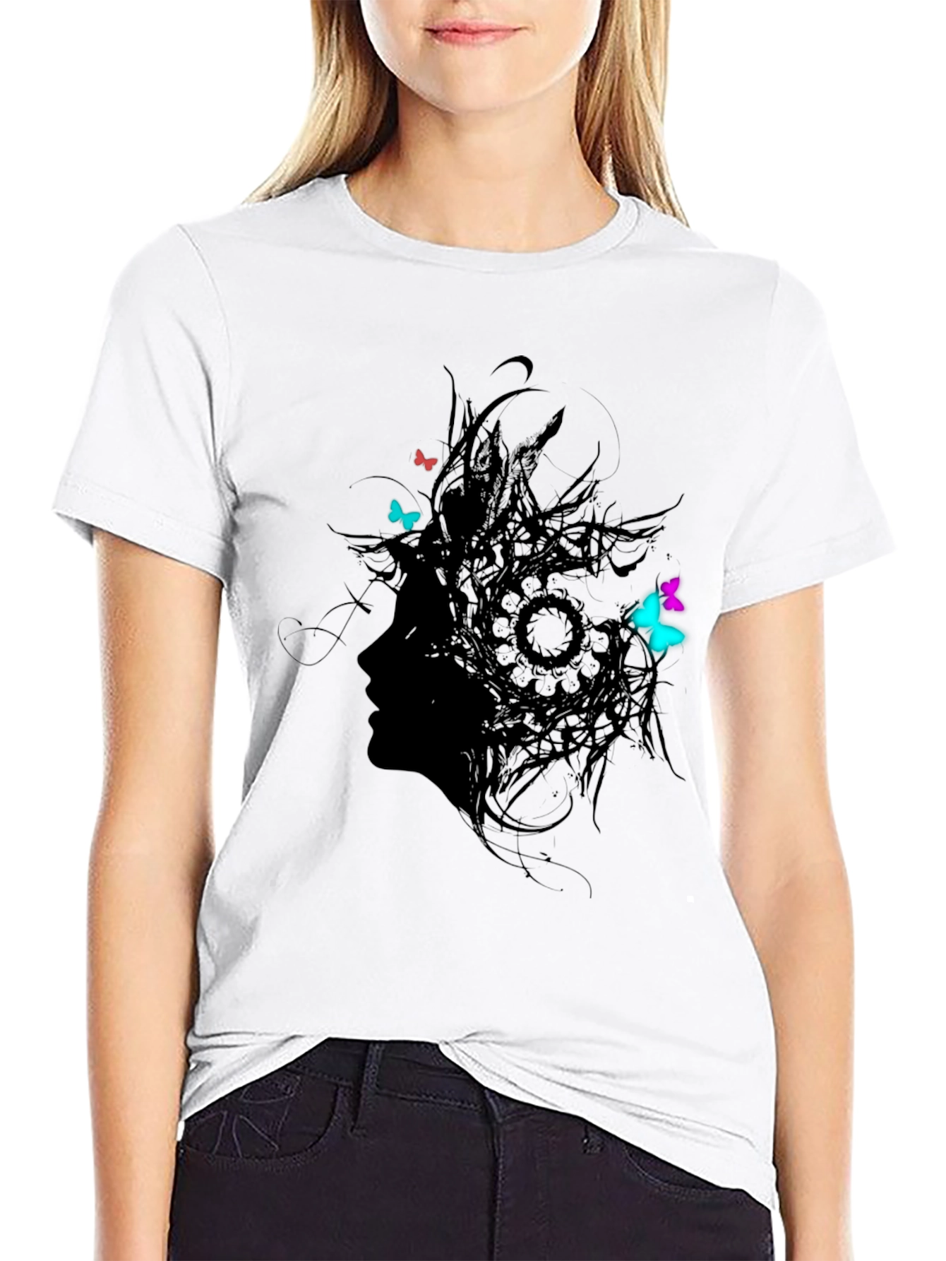 Silhouette Butterfly T-Shirt - Artistic Black Tee