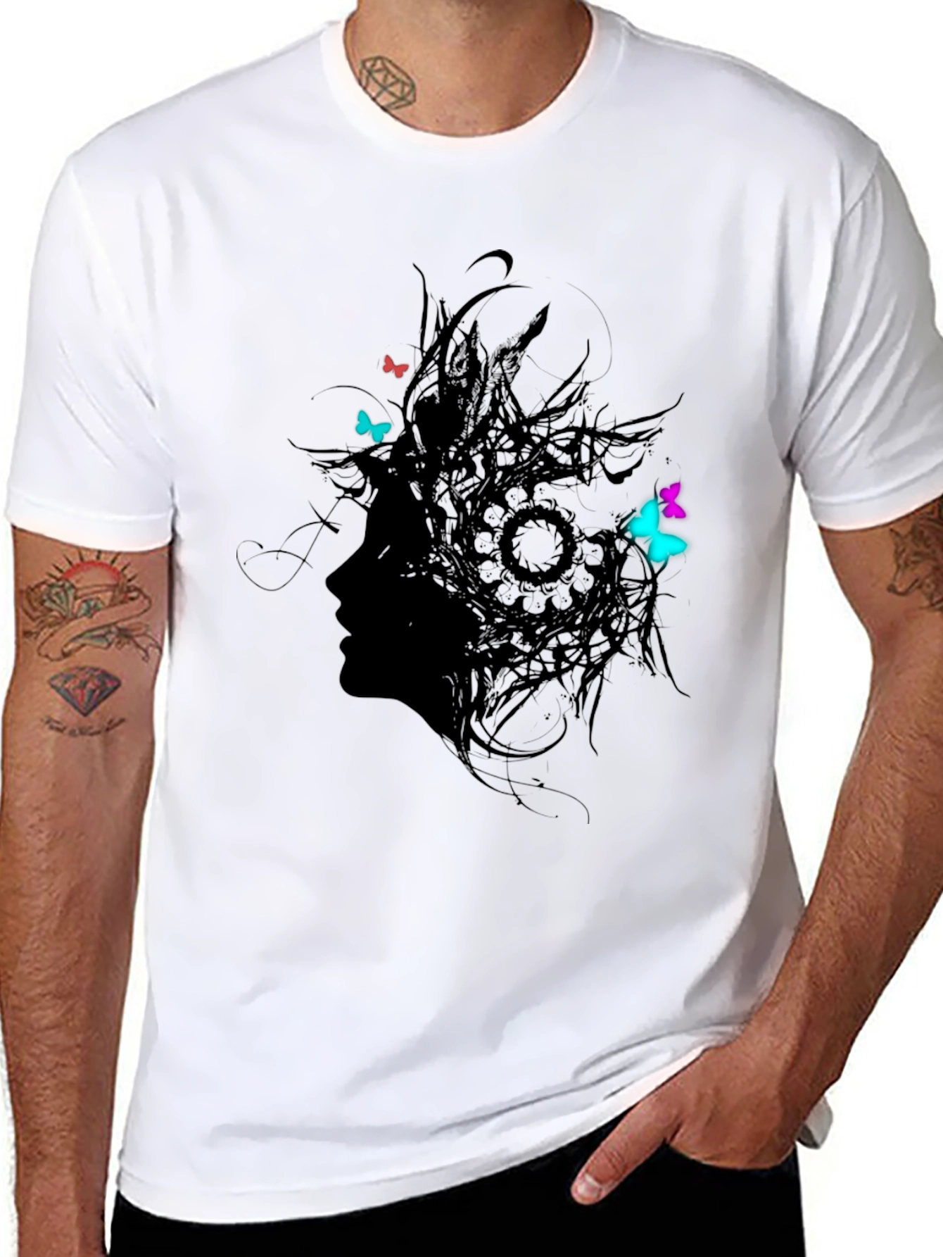 Silhouette Butterfly T-Shirt - Artistic Black Tee