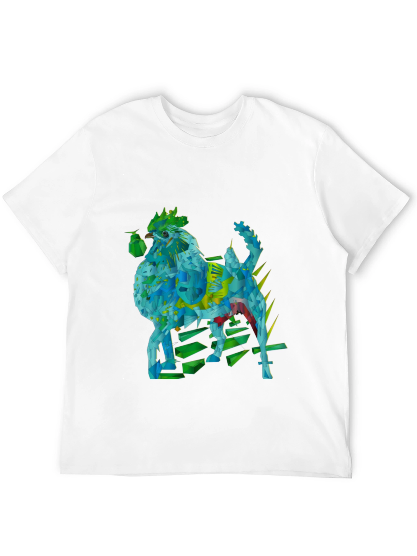 Geometric Rooster Graphic Tee - Modern & Unique