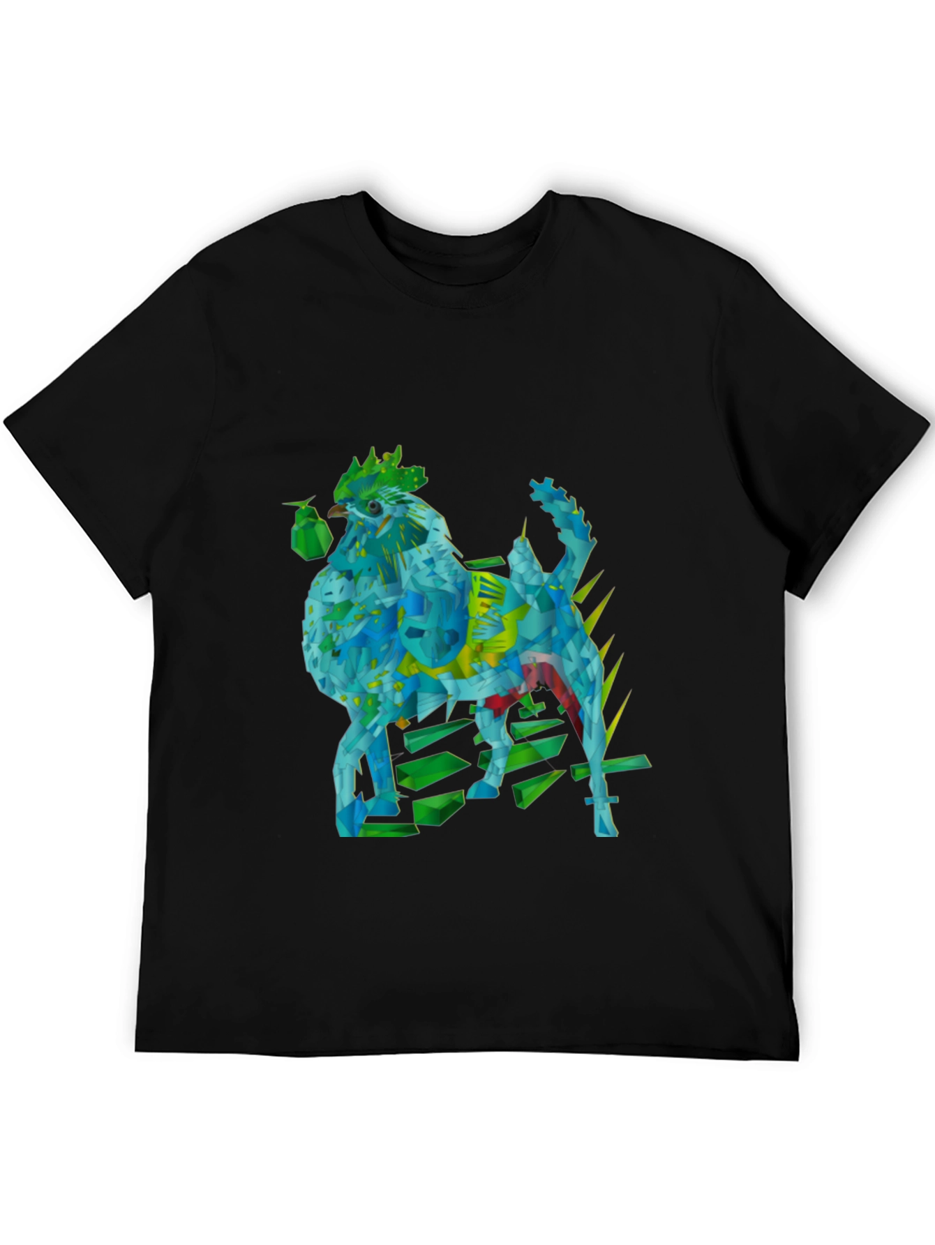 Geometric Rooster Graphic Tee - Modern & Unique