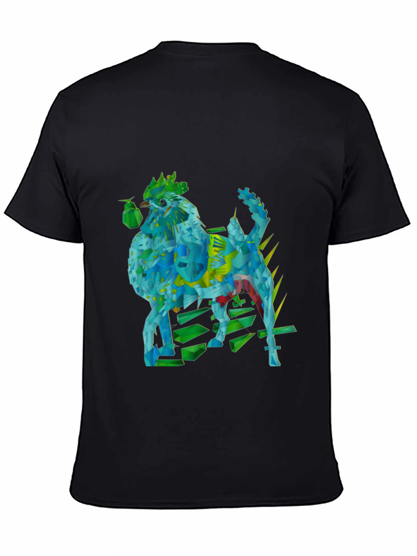 Geometric Rooster Graphic Tee - Modern & Unique