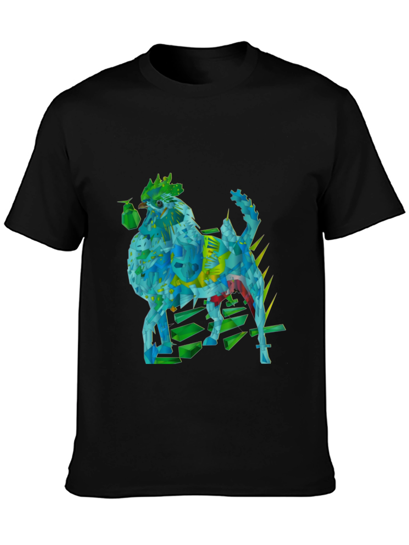 Geometric Rooster Graphic Tee - Modern & Unique