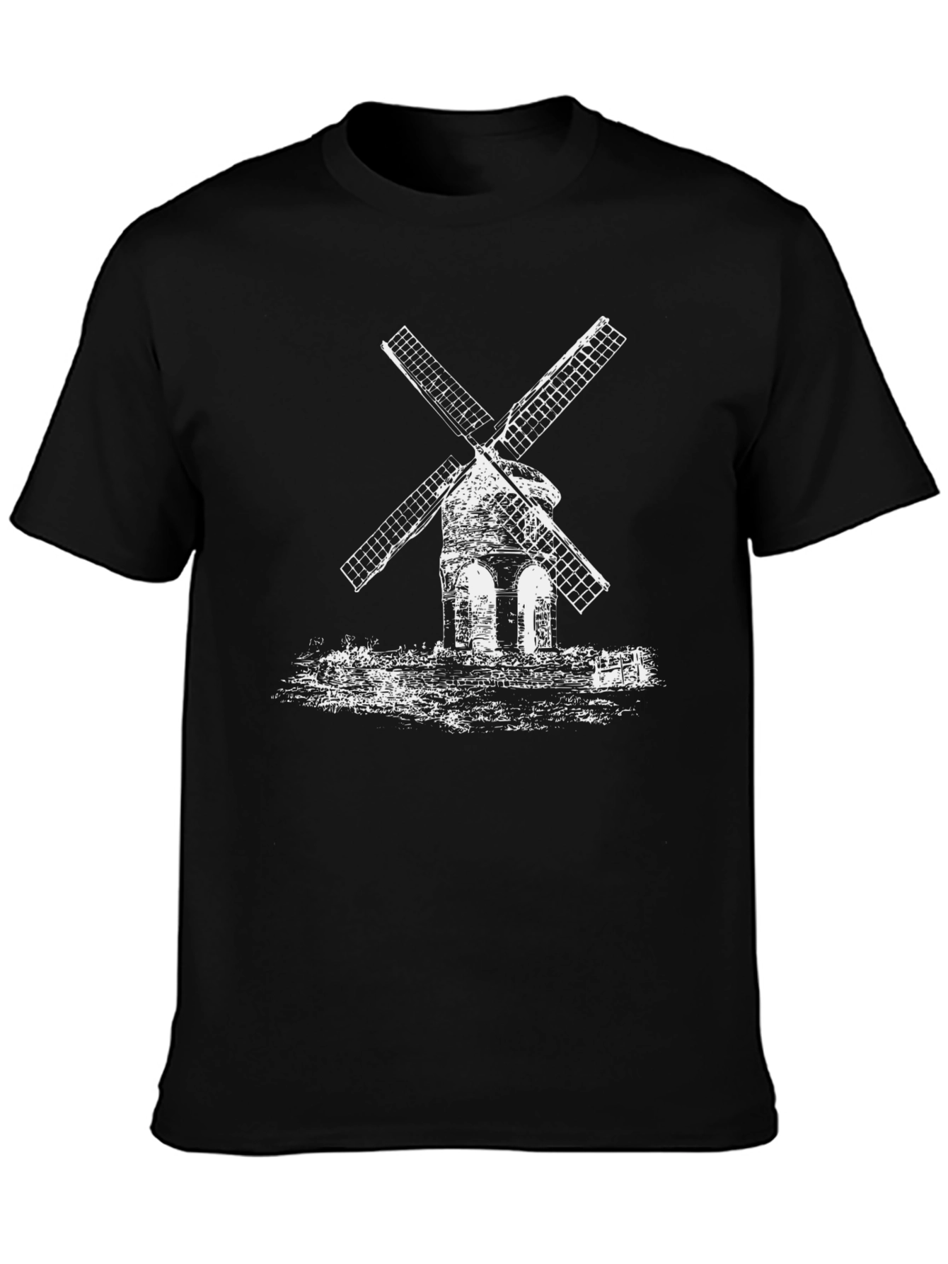 Windmill Graphic Tee - Black Cotton T-Shirt