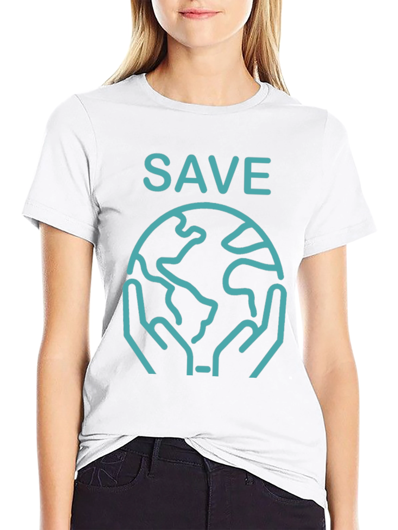 Save Earth Graphic Tee - Black Crew Neck T-Shirt