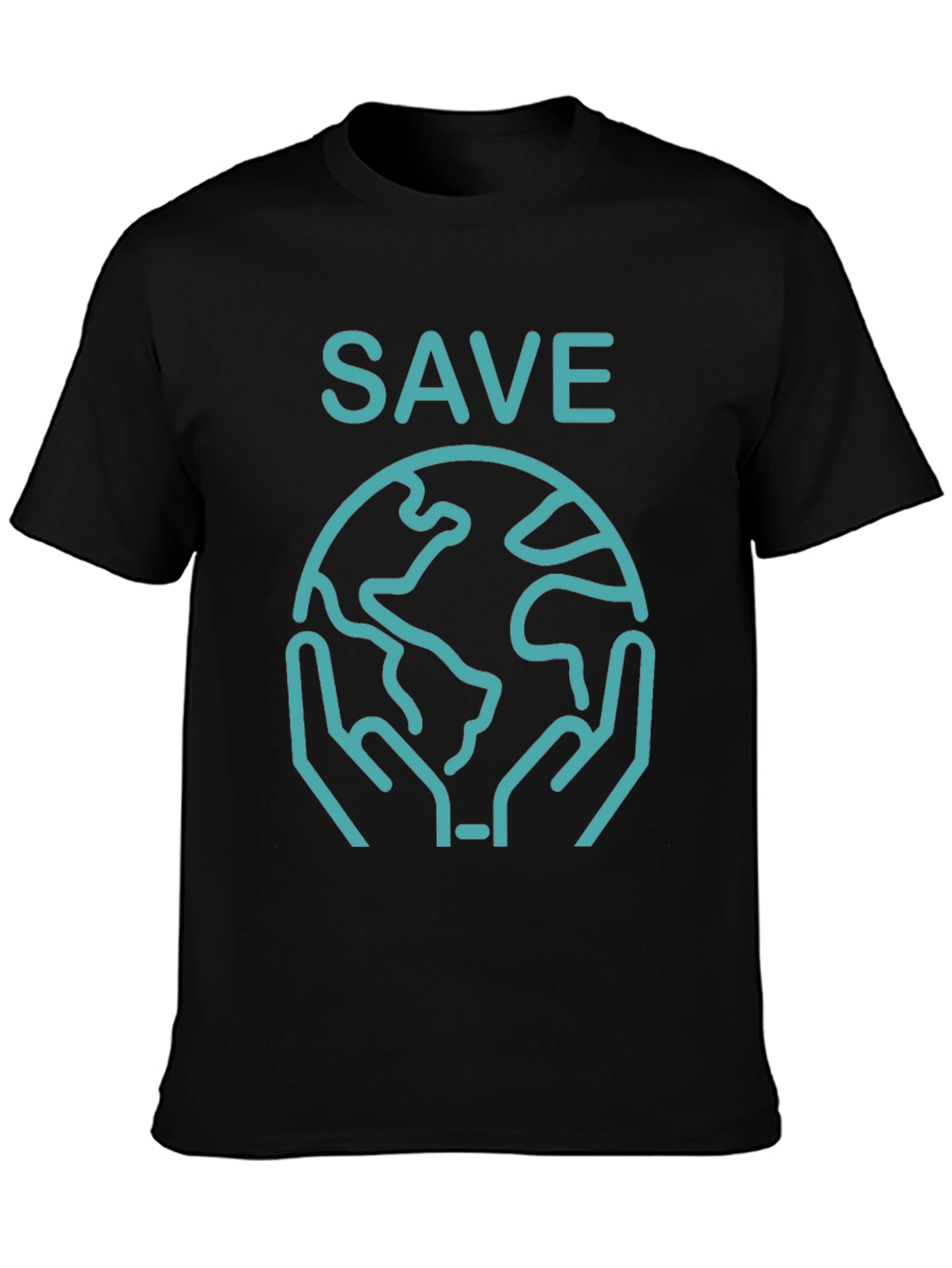 Save Earth Graphic Tee - Black Crew Neck T-Shirt