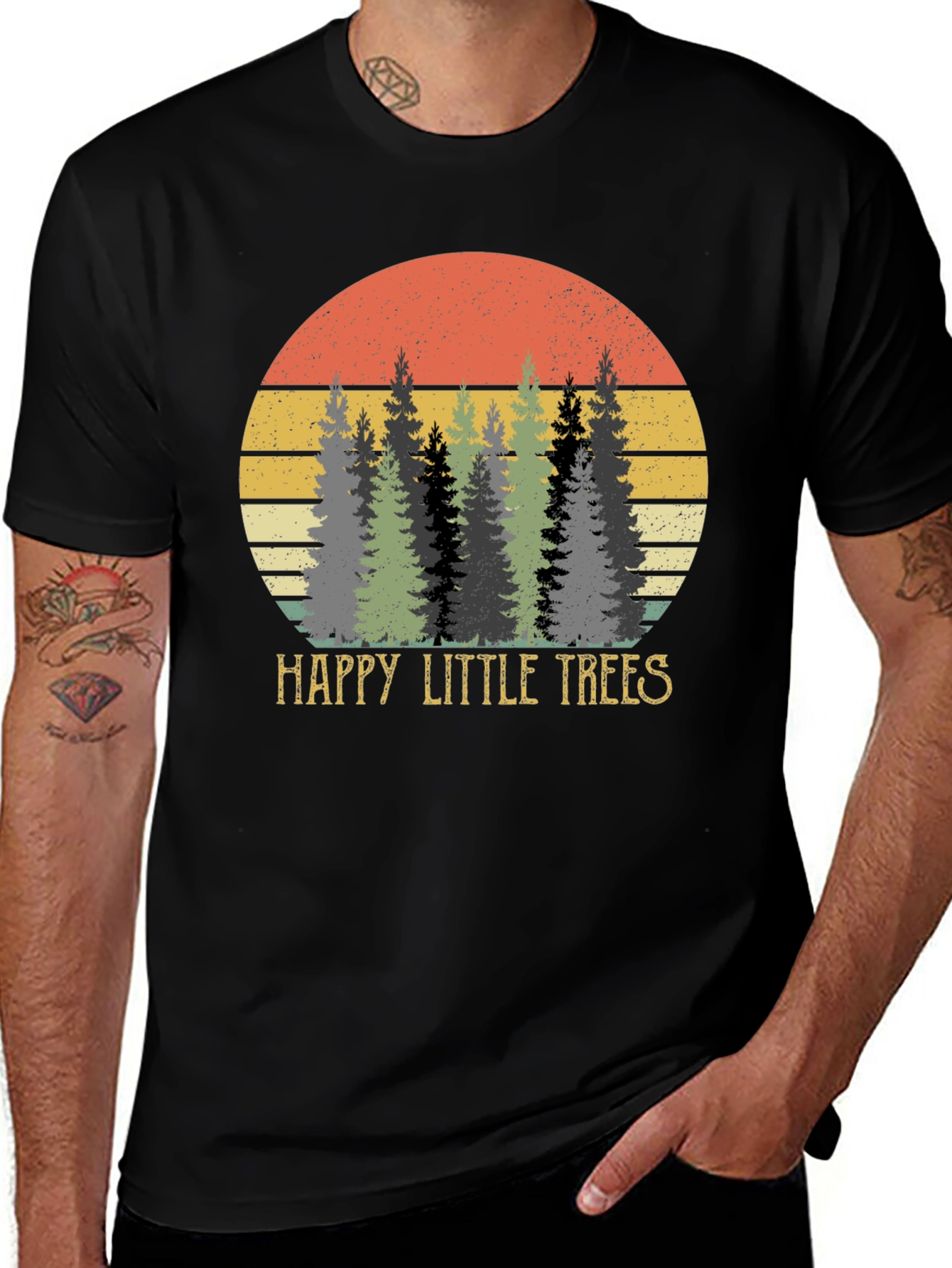 Retro Happy Little Trees Graphic Tee