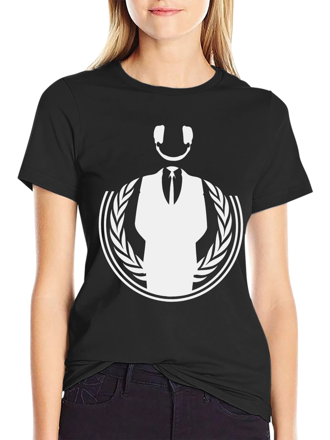 DJ Smiley Face Graphic Tee - Black Cotton T-Shirt
