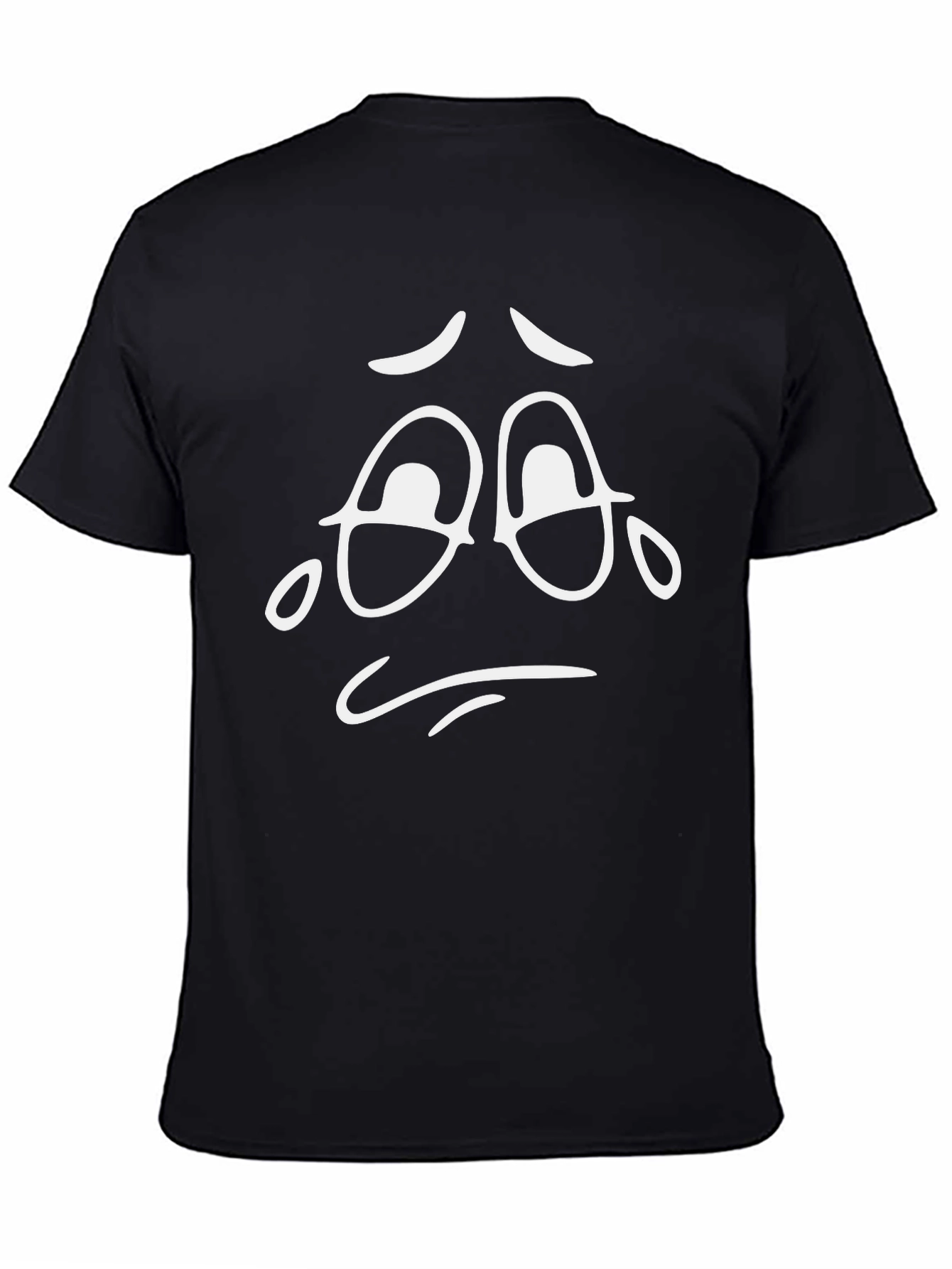 Sad Face Graphic Tee - Unisex Black Cotton T-Shirt