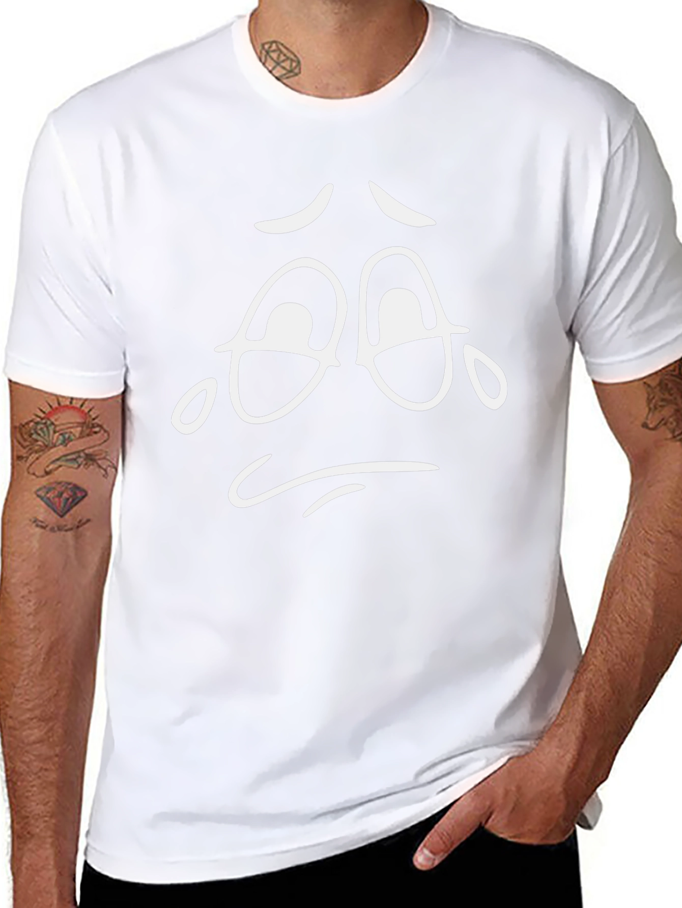 Sad Face Graphic Tee - Unisex Black Cotton T-Shirt