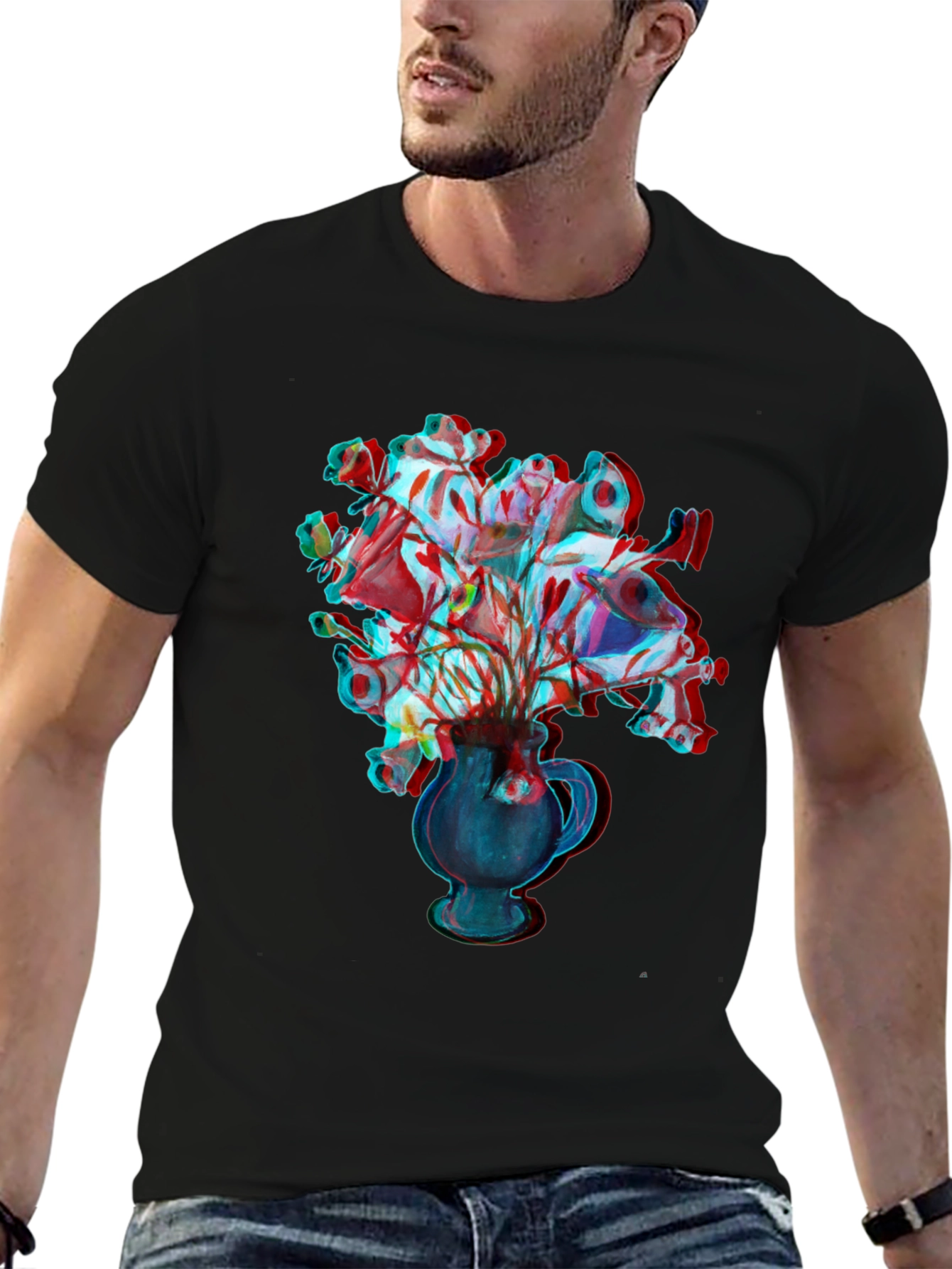 Vase Bouquet Black Graphic Tee