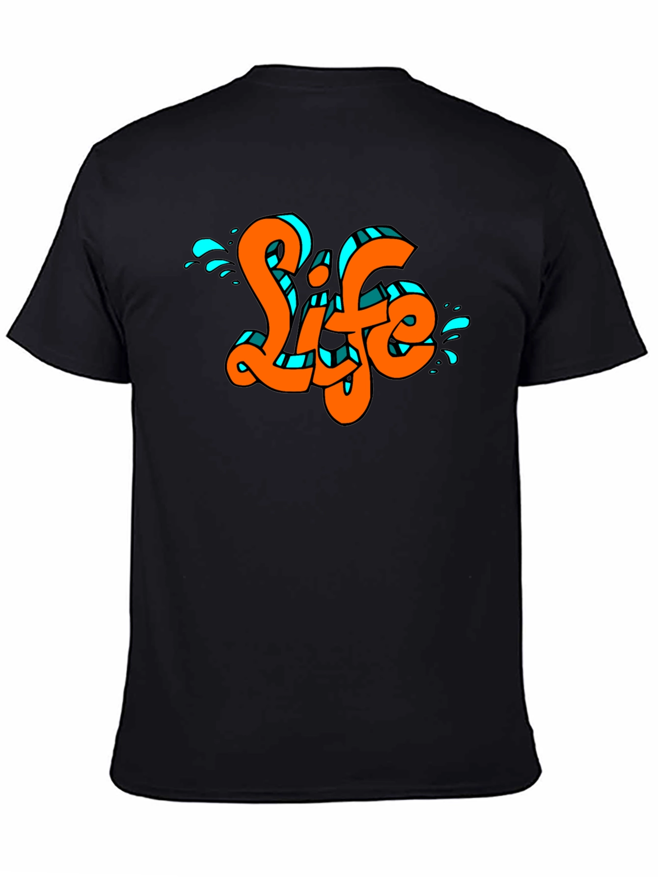 Life Graffiti Style Graphic Print Black T-Shirt