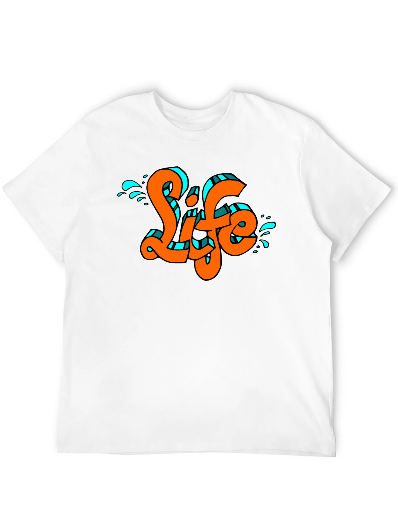 Life Graffiti Style Graphic Print Black T-Shirt