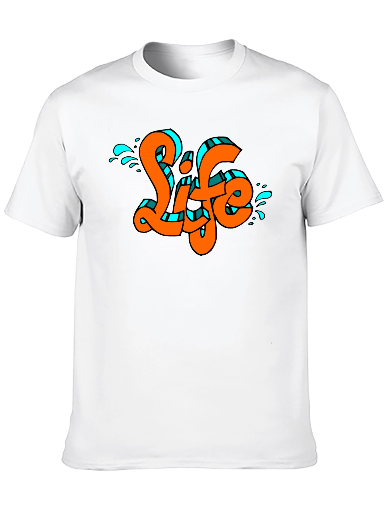 Life Graffiti Style Graphic Print Black T-Shirt