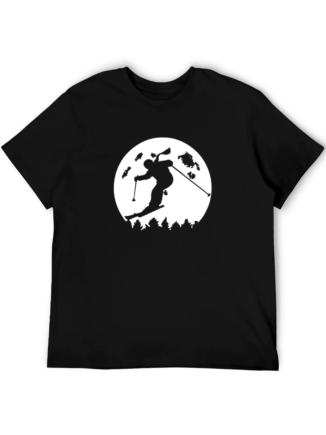 Skiing Silhouette Graphic T-Shirt - Black