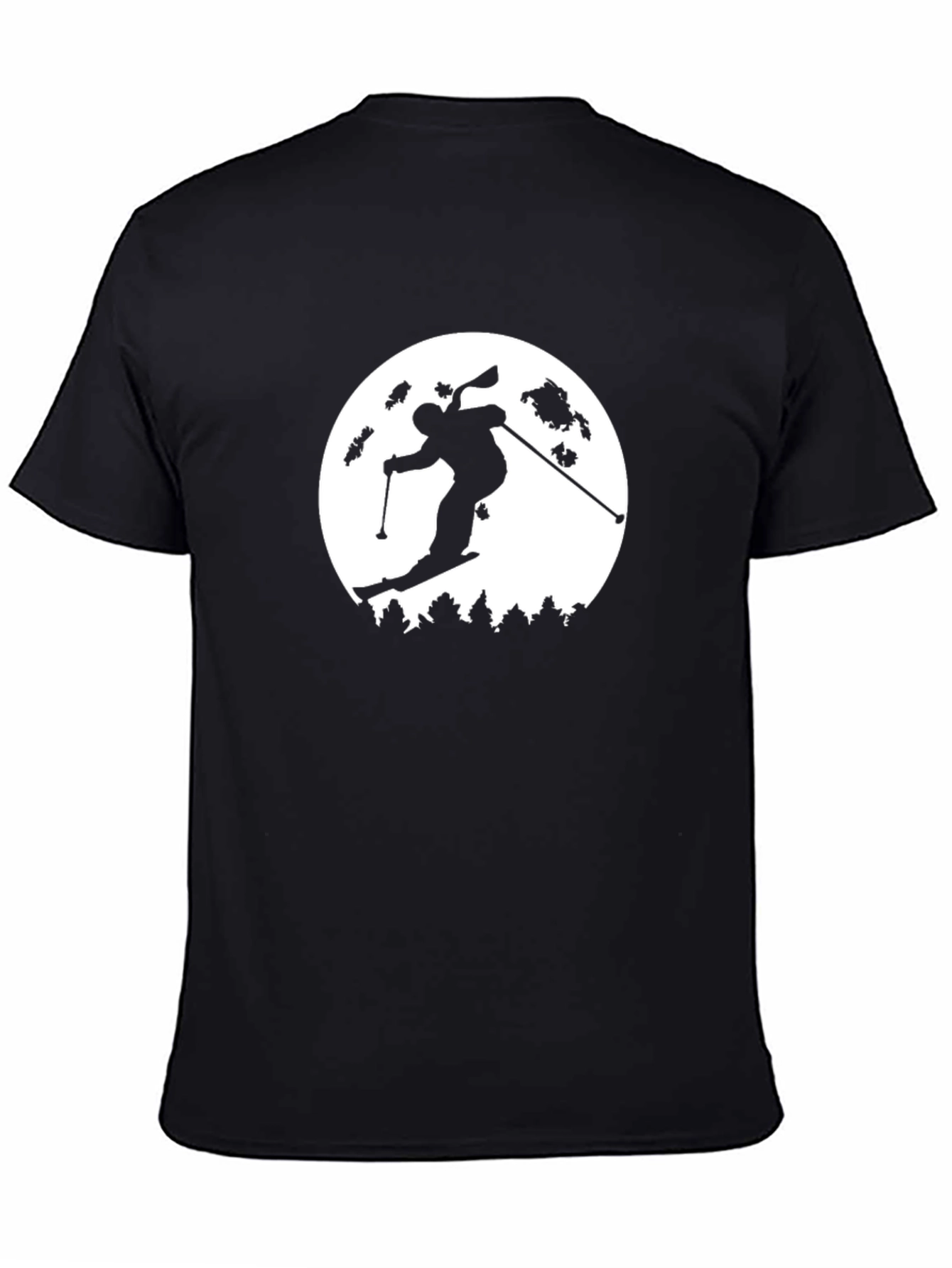 Skiing Silhouette Graphic T-Shirt - Black