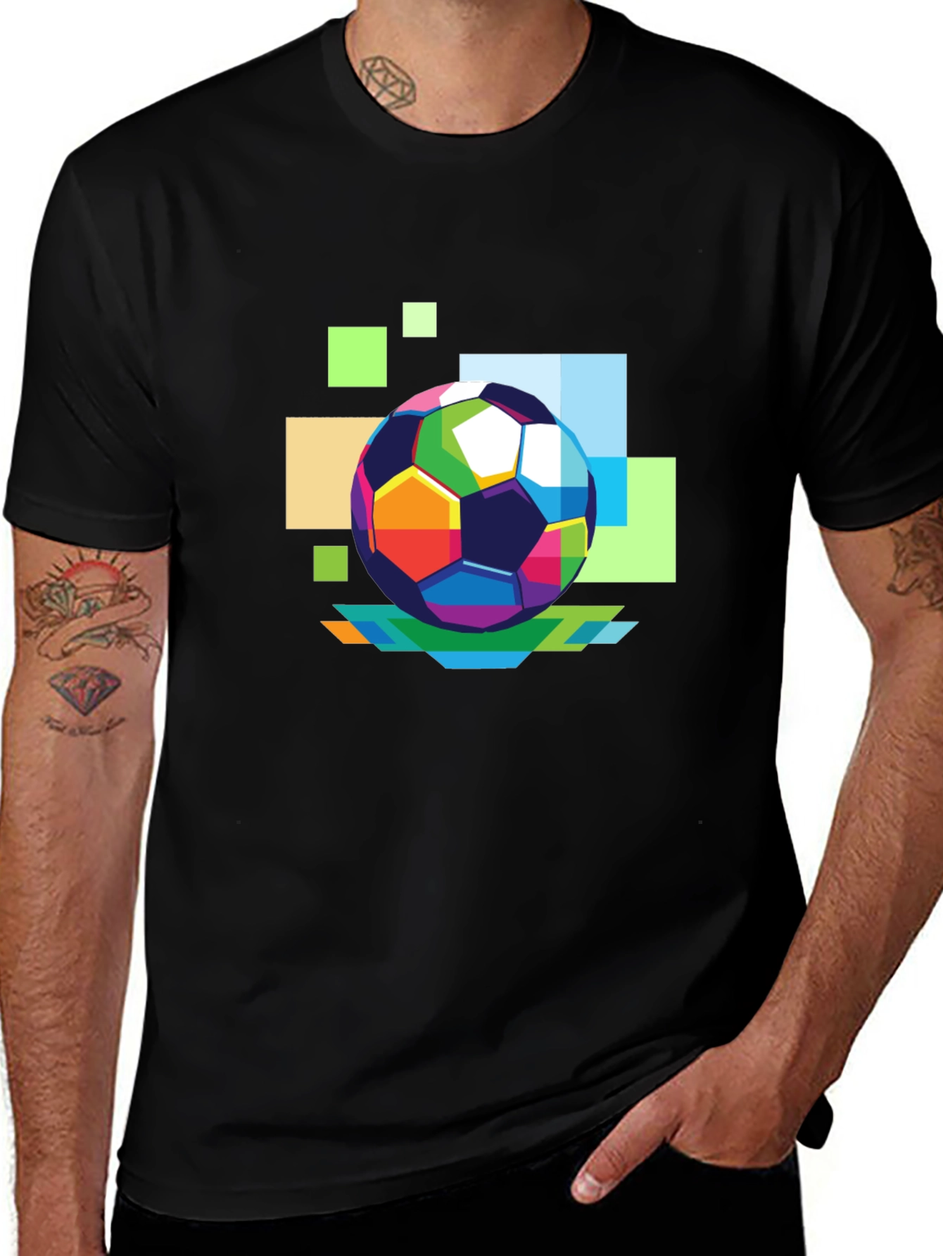 Abstract Soccer Ball Graphic T-Shirt