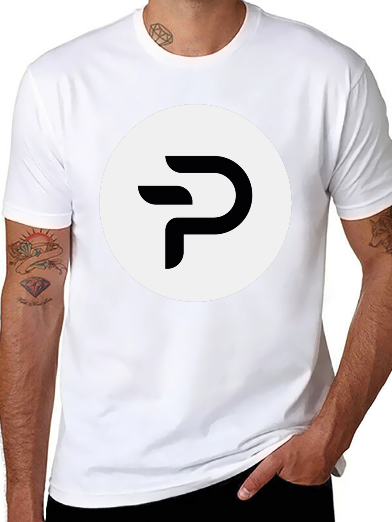 Modern Black Tee with Abstract P Logo