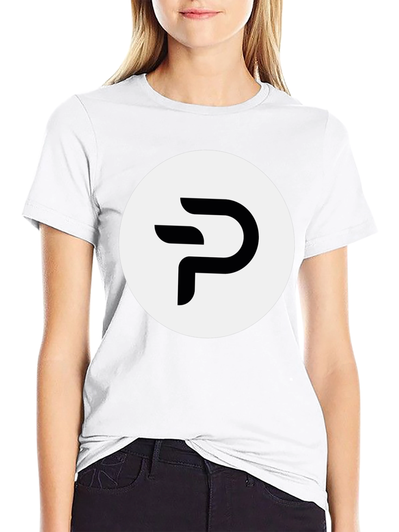 Modern Black Tee with Abstract P Logo