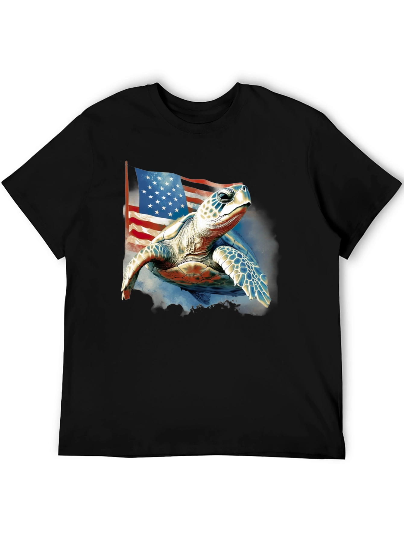 Patriotic Turtle USA Flag Graphic T-Shirt