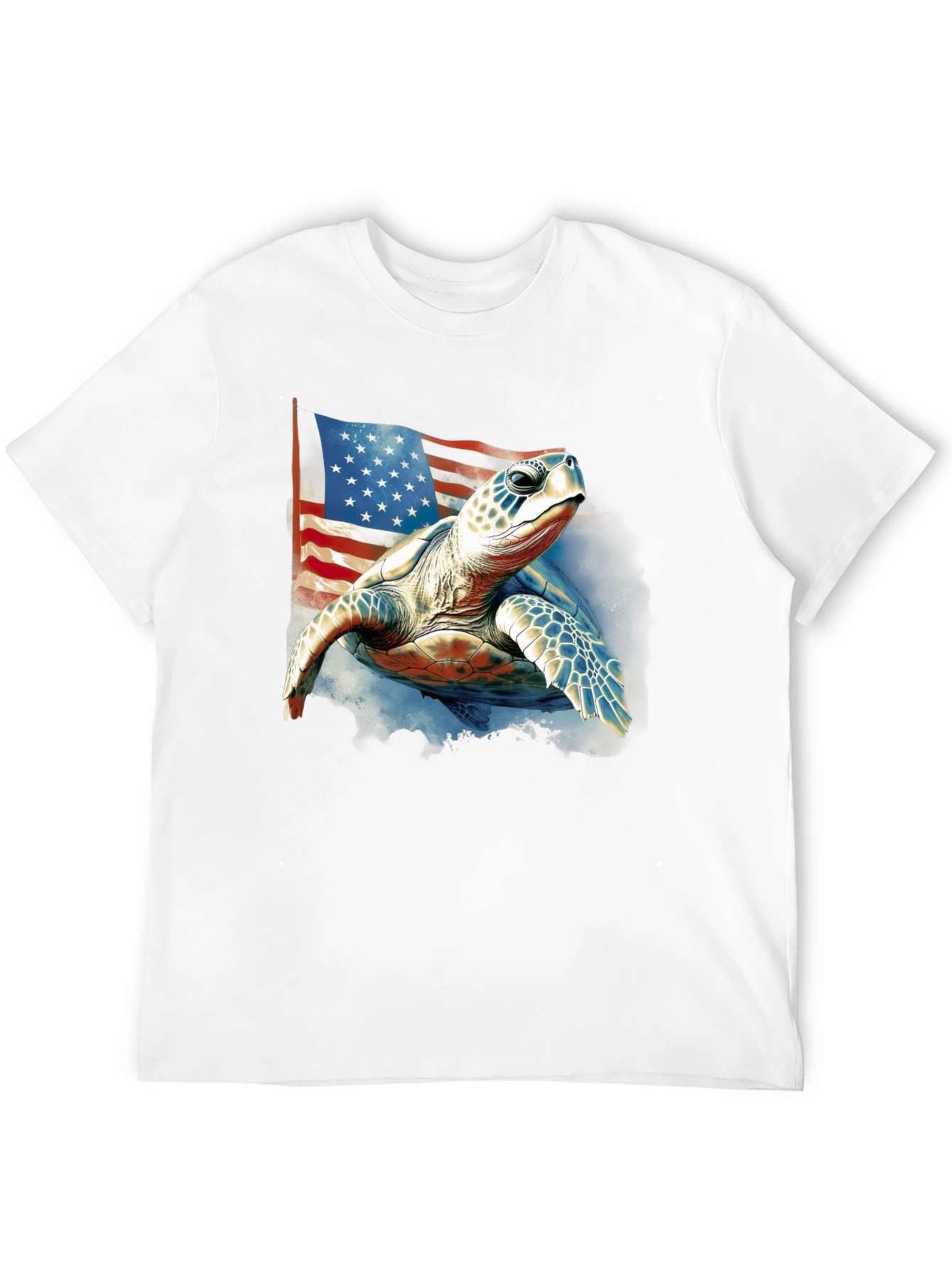 Patriotic Turtle USA Flag Graphic T-Shirt