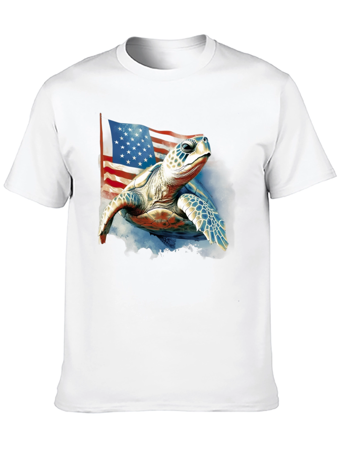 Patriotic Turtle USA Flag Graphic T-Shirt