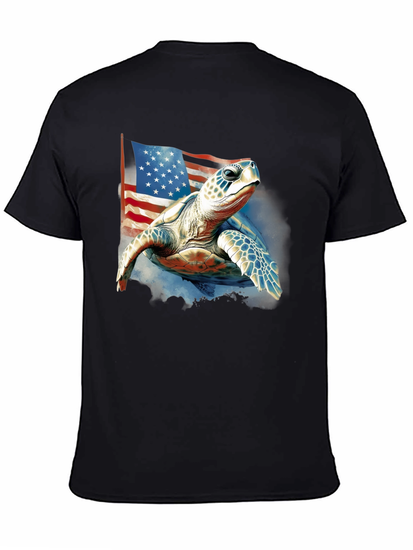 Patriotic Turtle USA Flag Graphic T-Shirt