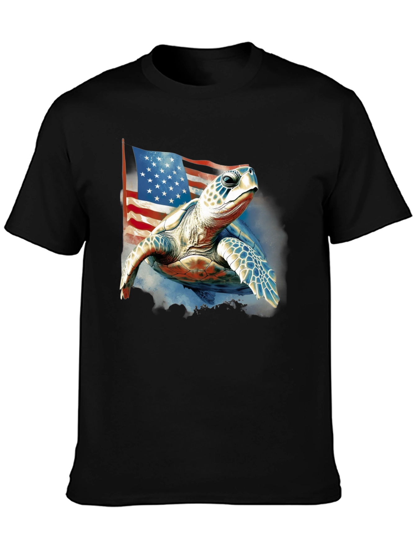 Patriotic Turtle USA Flag Graphic T-Shirt