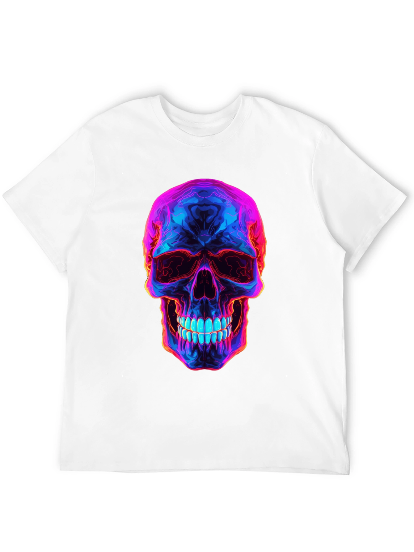 Neon Skull Graphic T-Shirt - Dark Style