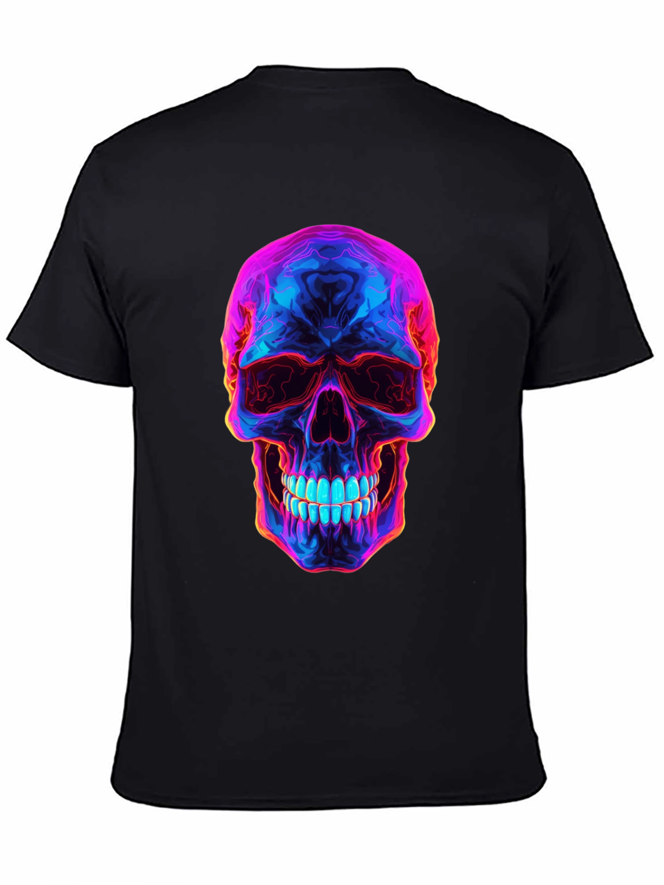 Neon Skull Graphic T-Shirt - Dark Style