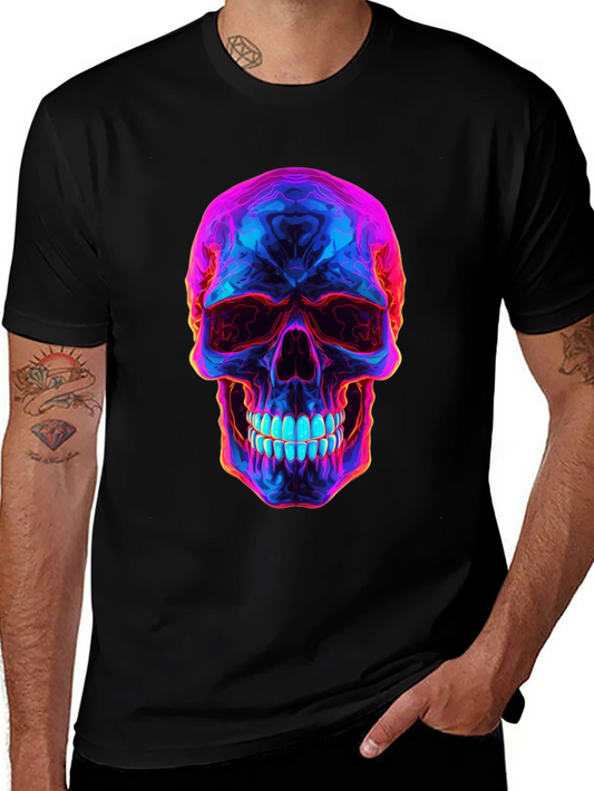 Neon Skull Graphic T-Shirt - Dark Style