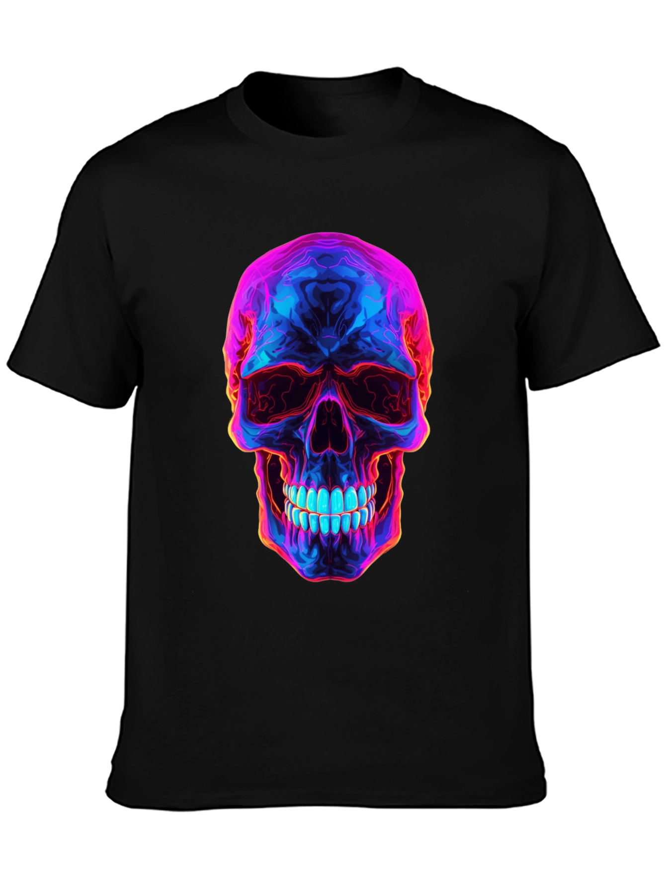 Neon Skull Graphic T-Shirt - Dark Style