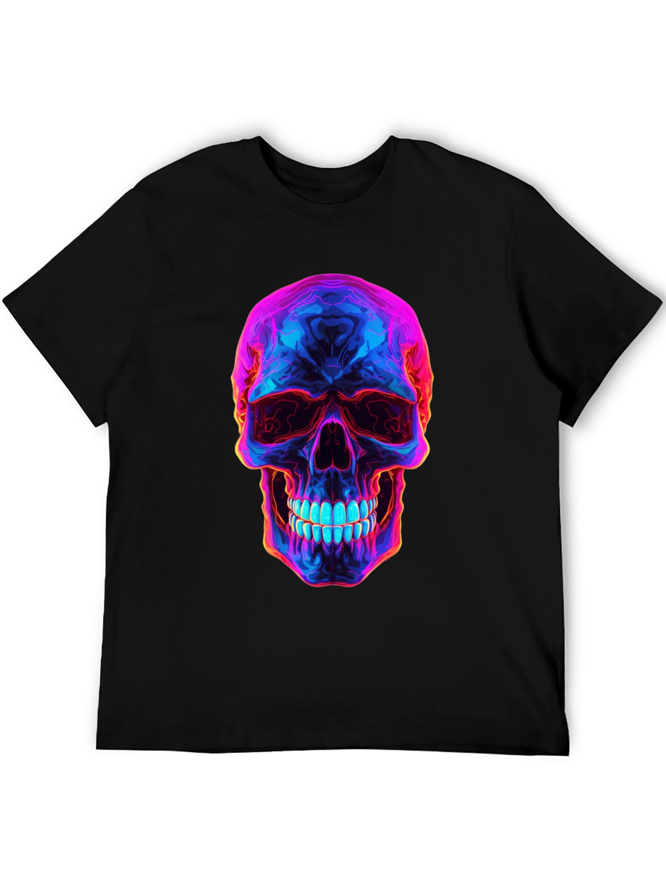 Neon Skull Graphic T-Shirt - Dark Style