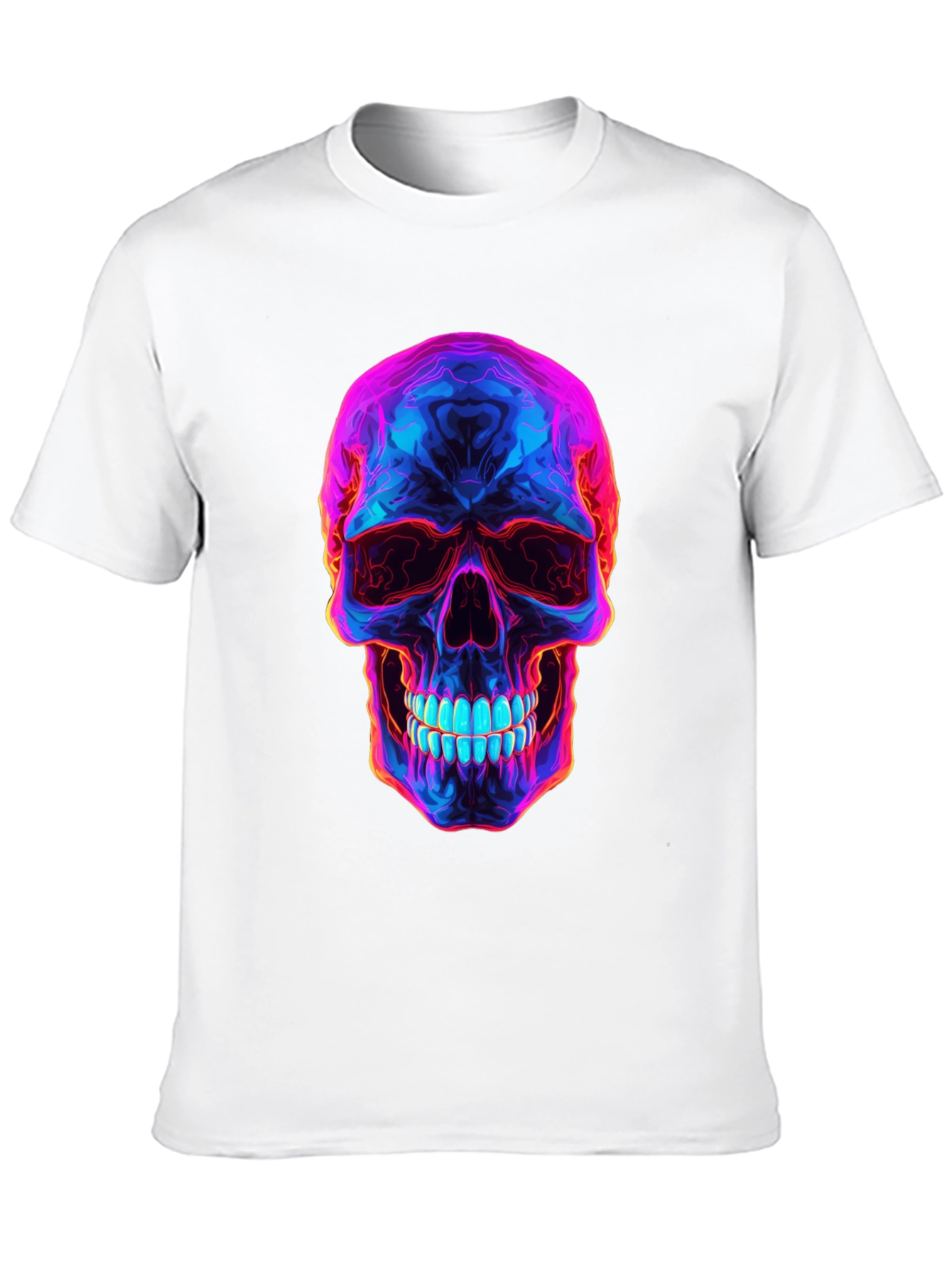 Neon Skull Graphic T-Shirt - Dark Style