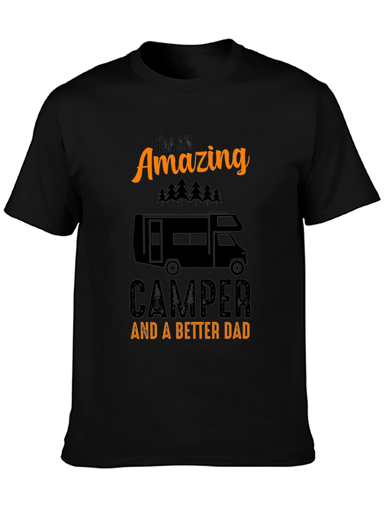 Amazing Camper Dad Graphic Tee - Black Cotton T-Shirt