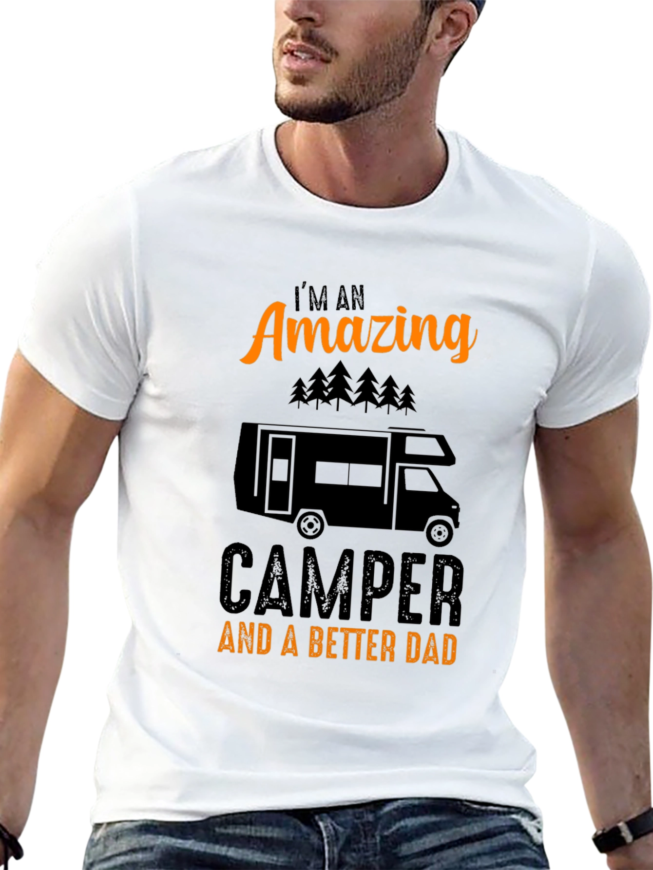 Amazing Camper Dad Graphic Tee - Black Cotton T-Shirt