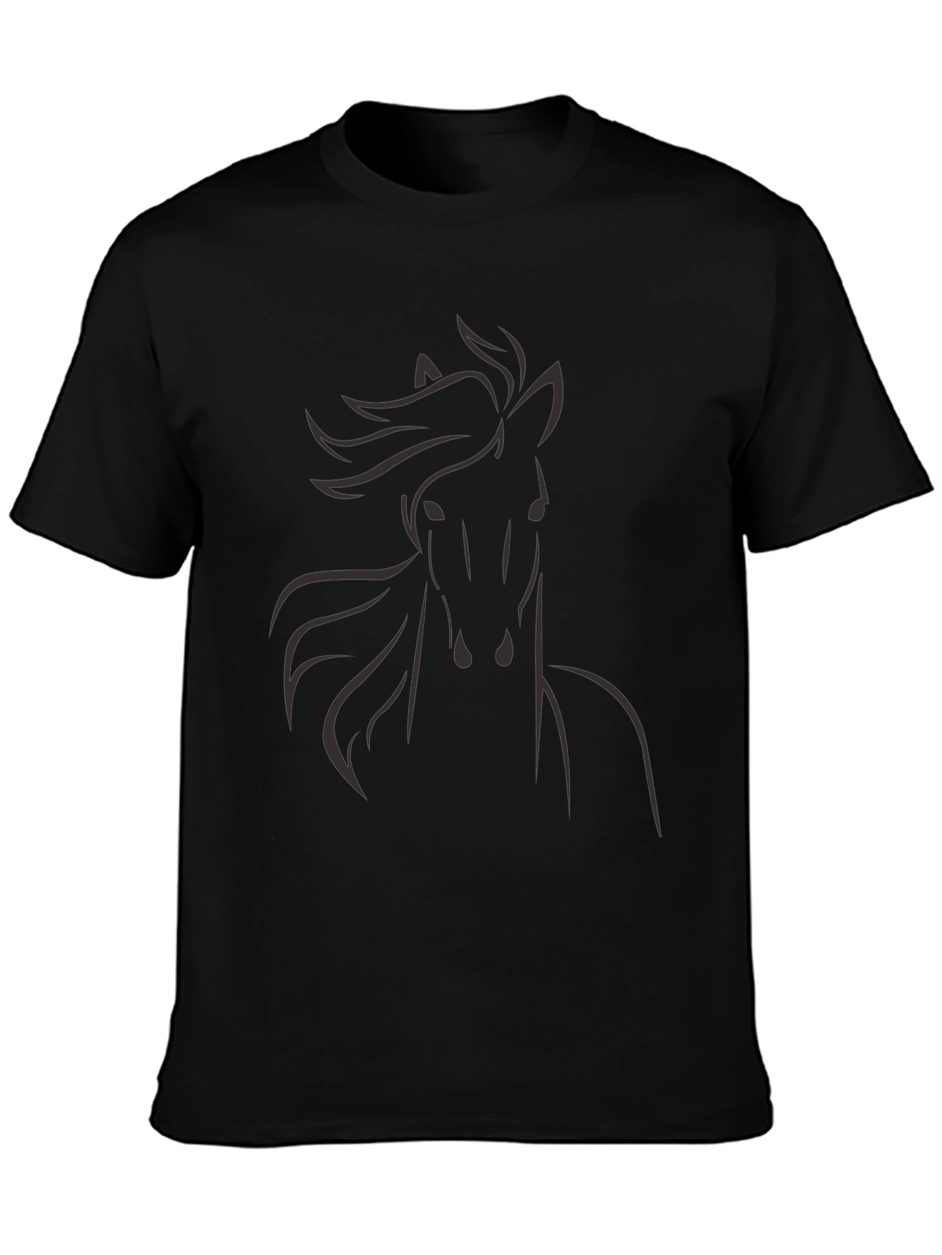 Mens Black Horse Graphic T-Shirt