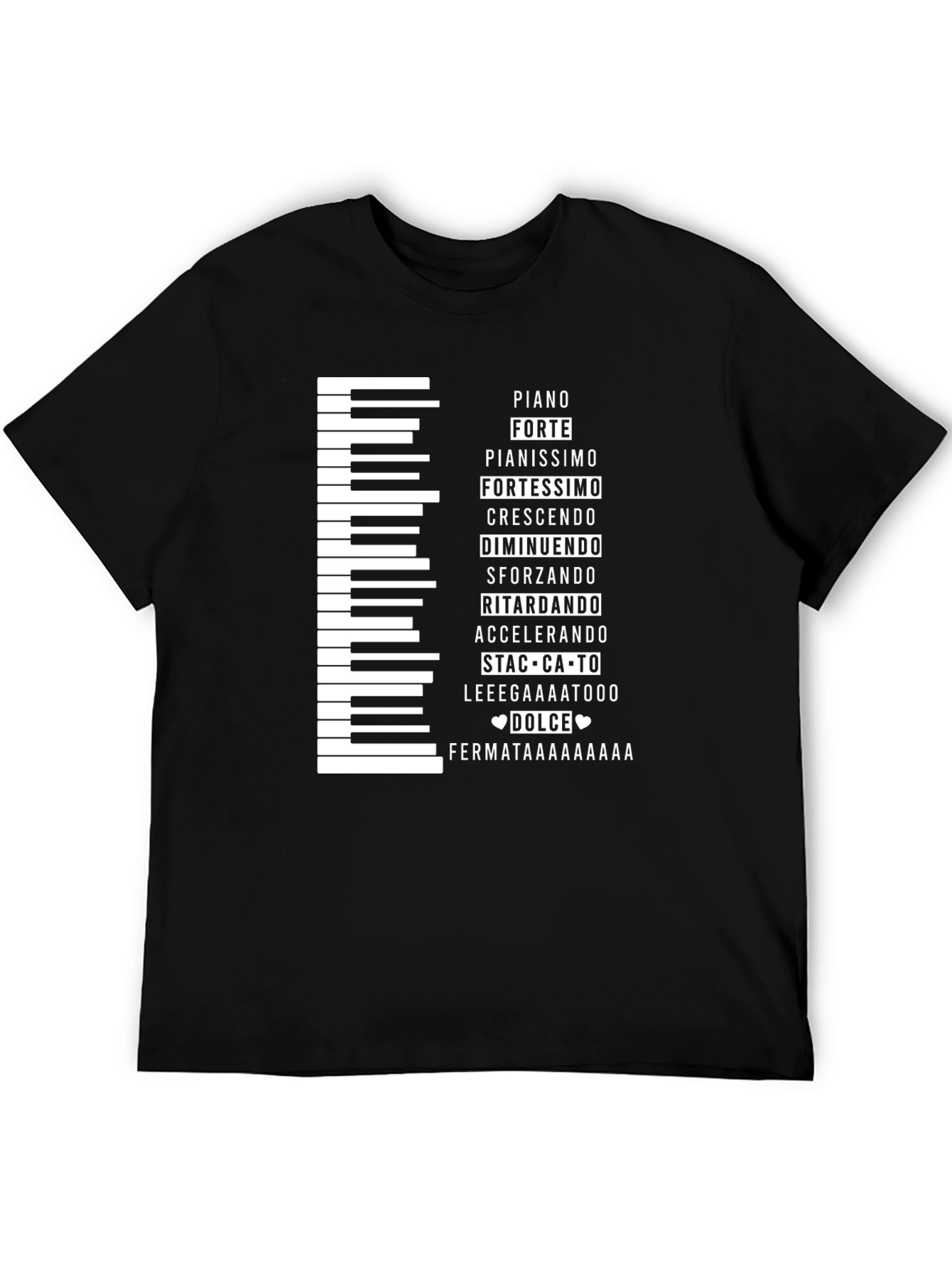 Musical Expression T-Shirt - Piano Keys & Italian Terms