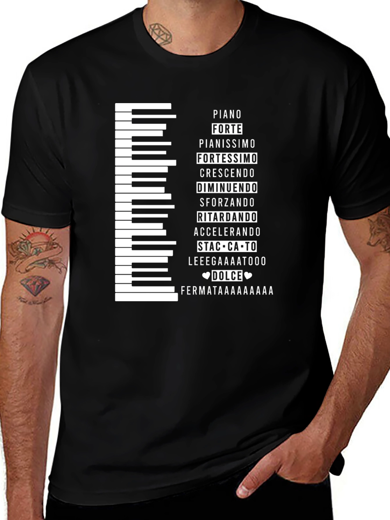 Musical Expression T-Shirt - Piano Keys & Italian Terms
