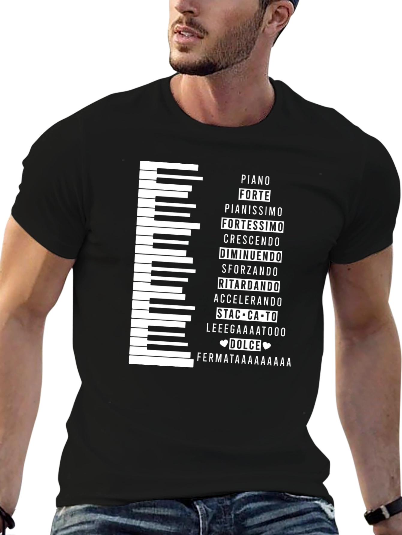 Musical Expression T-Shirt - Piano Keys & Italian Terms