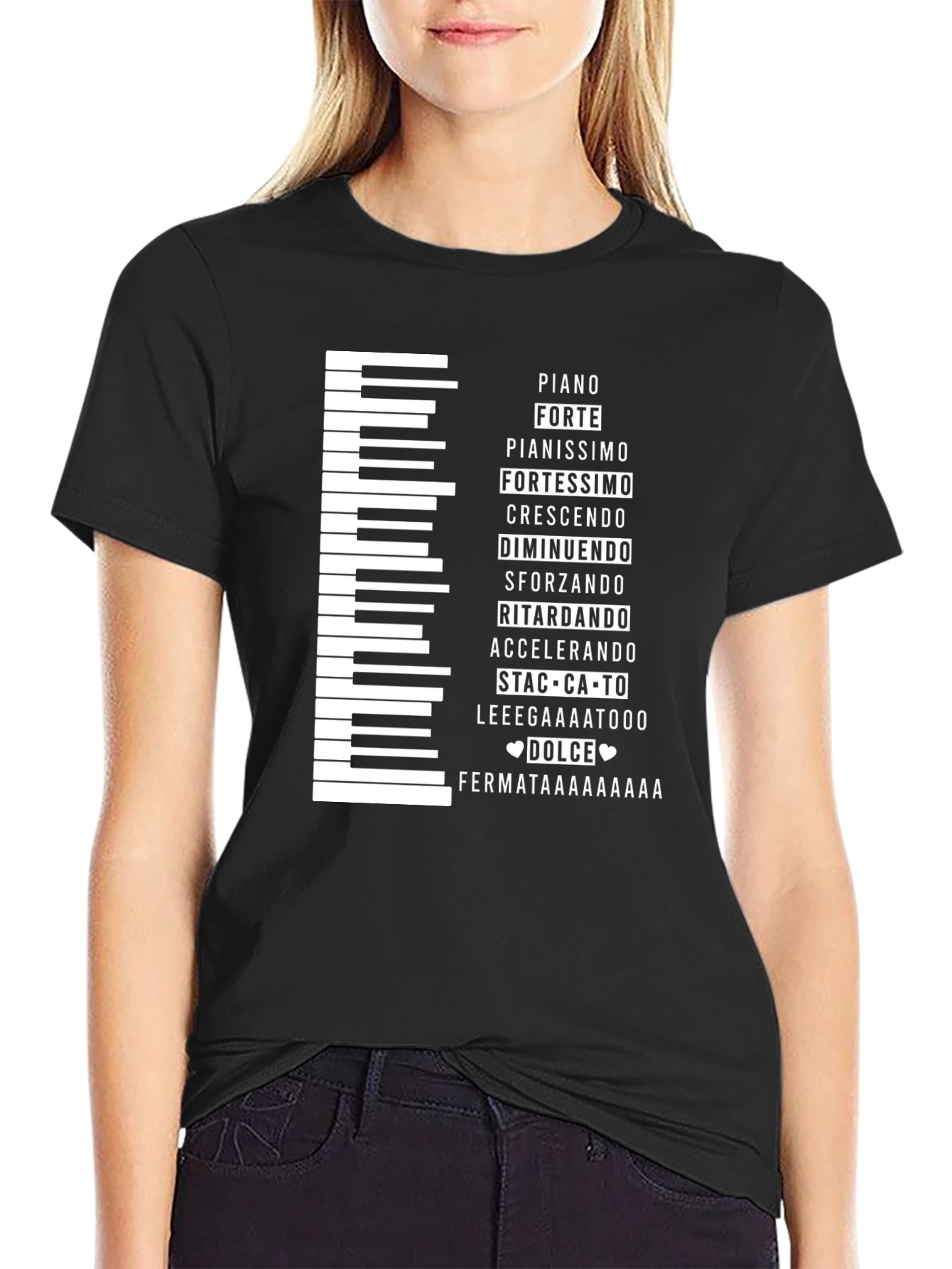 Musical Expression T-Shirt - Piano Keys & Italian Terms