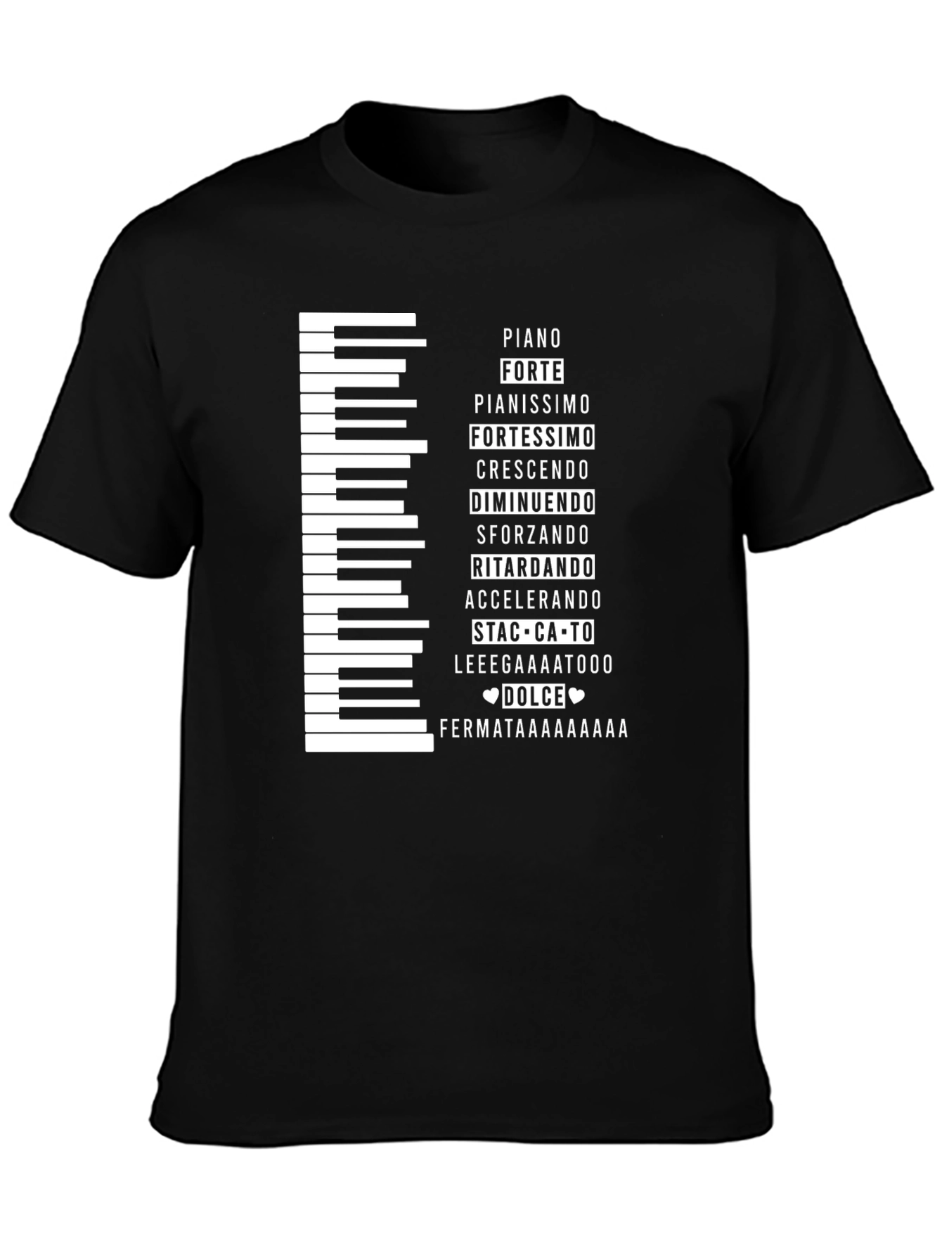 Musical Expression T-Shirt - Piano Keys & Italian Terms