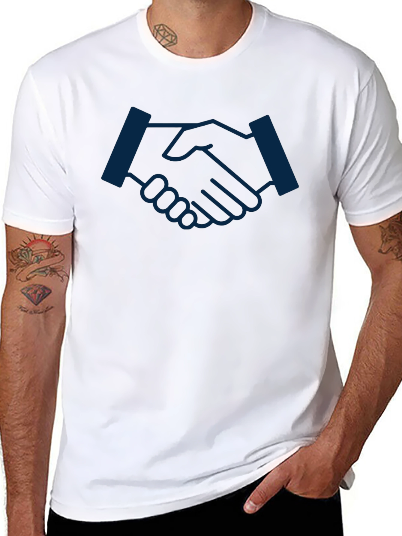 Handshake Graphic Tee - Soft Black Cotton Shirt