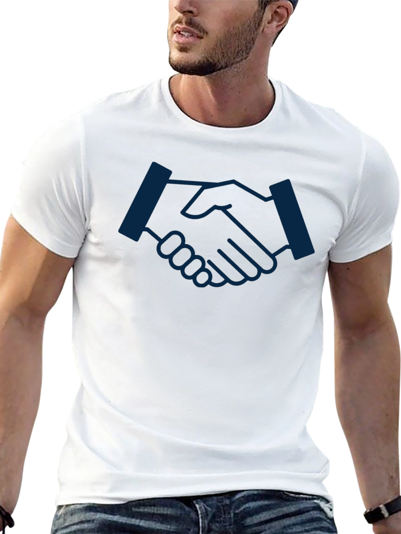 Handshake Graphic Tee - Soft Black Cotton Shirt