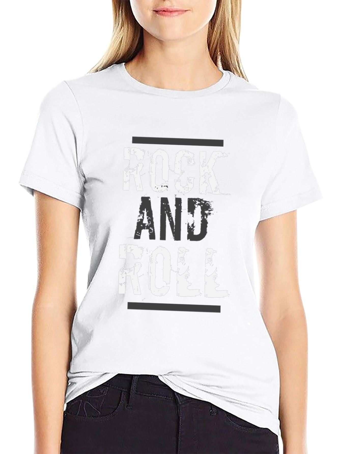 Rock and Roll Graphic Print Black T-Shirt