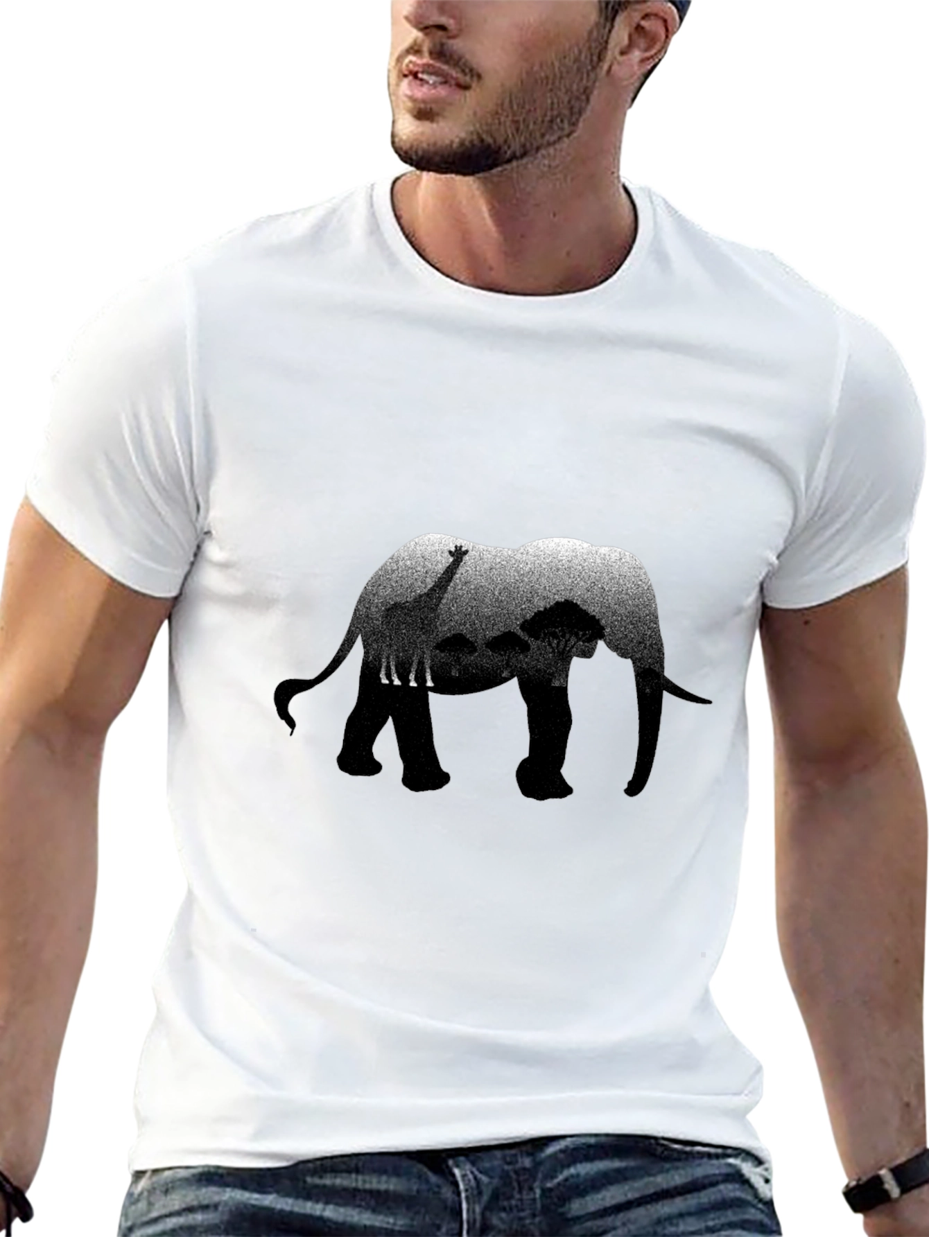 Elephant Safari Graphic Print T-Shirt